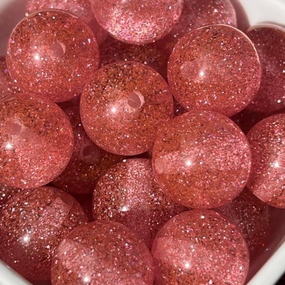 (BP87) 1 x Pink glitter Bead