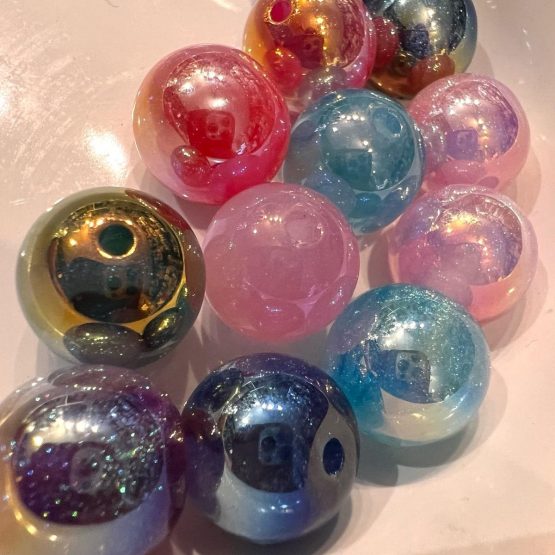 (BP11) 5 x Glitter galaxy Beads