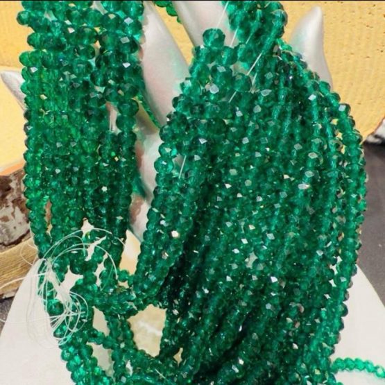 Glass faceted beads EMERALD GREEN