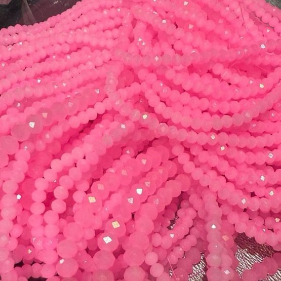 Glass faceted beads JELLY NEON PINK