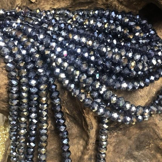 Glass faceted beads PETROL