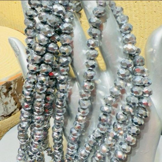 Glass faceted beads SILVER