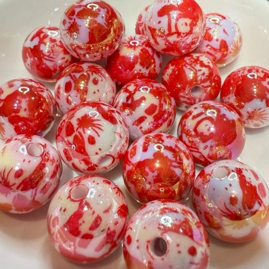 (BP FB ) 5 x 16mm white blood splat beads