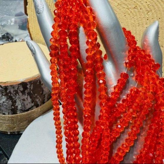 Glass faceted beads orange burnt