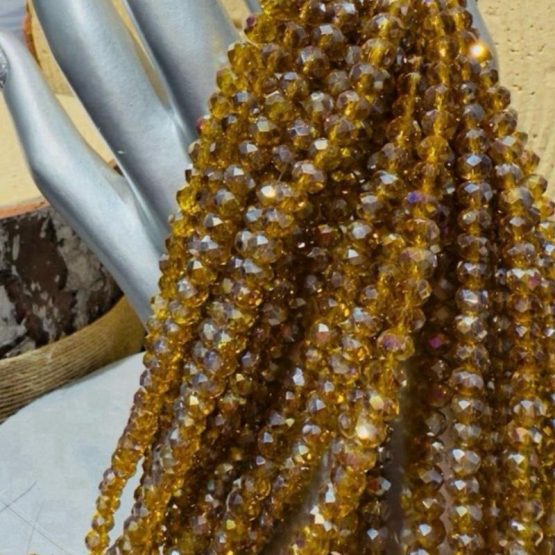 Glass faceted beads champagne