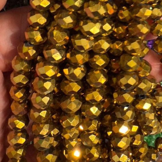 Glass faceted beads gold