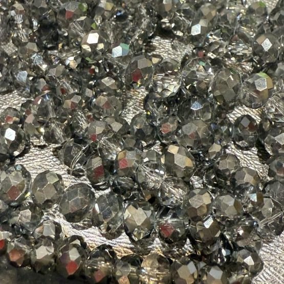 Glass faceted beads harlequin pewter