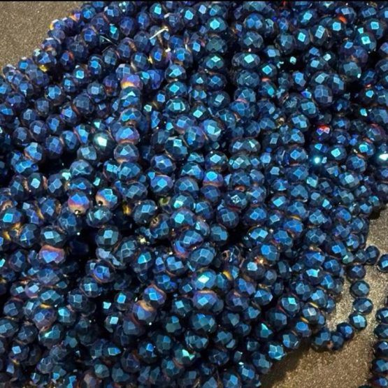 Glass faceted beads midnight blue