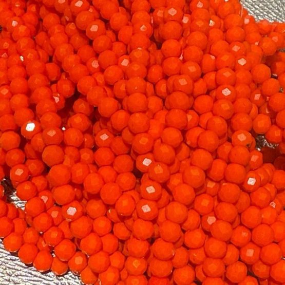 Glass faceted beads ORANGE SOLID