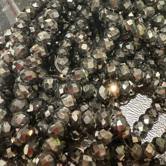 Glass faceted beads pewter