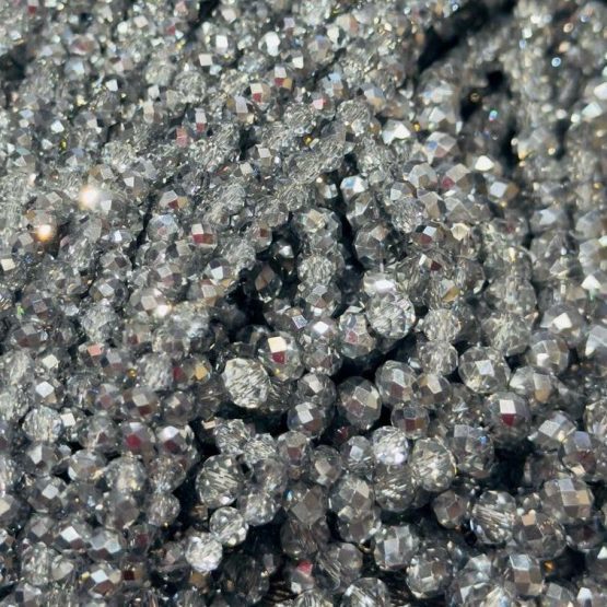 Glass faceted beads PLATINUM