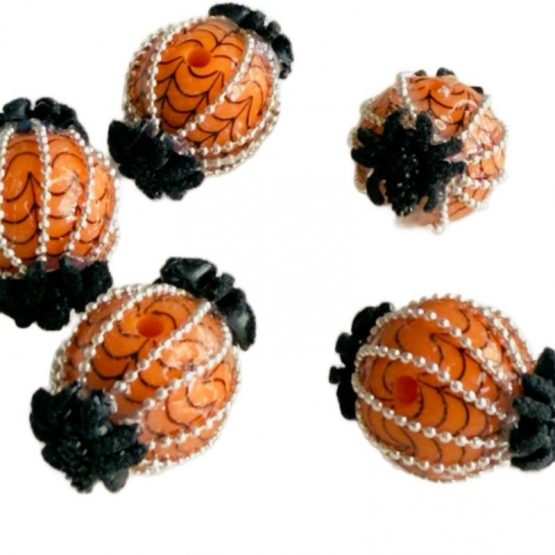 (BP FB) 1 x spider pumpkin bead