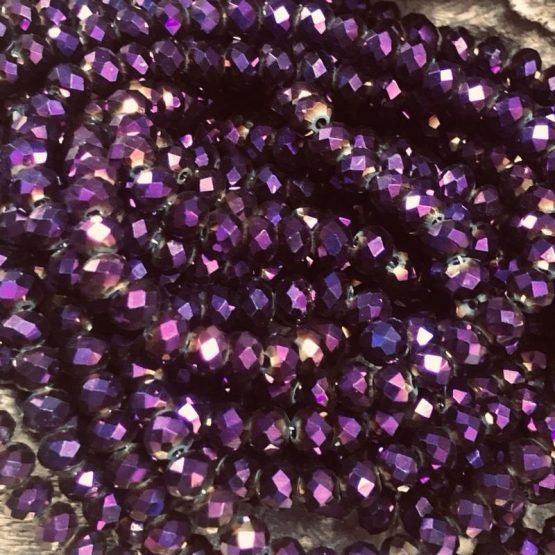 Glass faceted beads purple