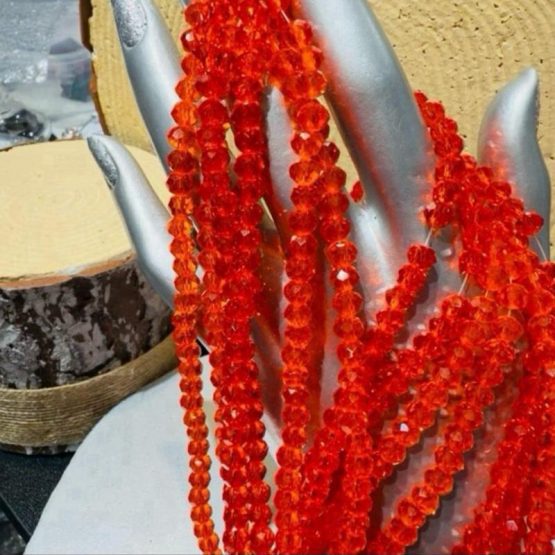 Glass faceted beads RED