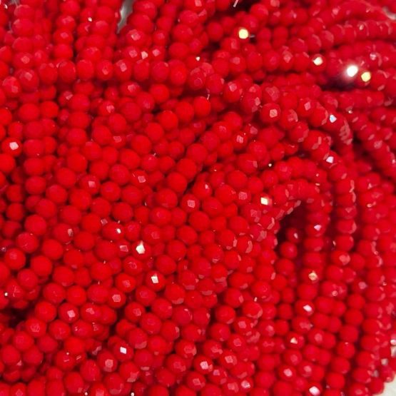 Glass faceted beads RED SOLID