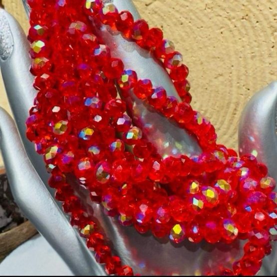 Glass faceted beads red ab