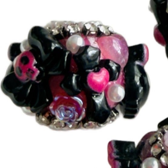 (BP FB) 1 x pink skull fancy bead