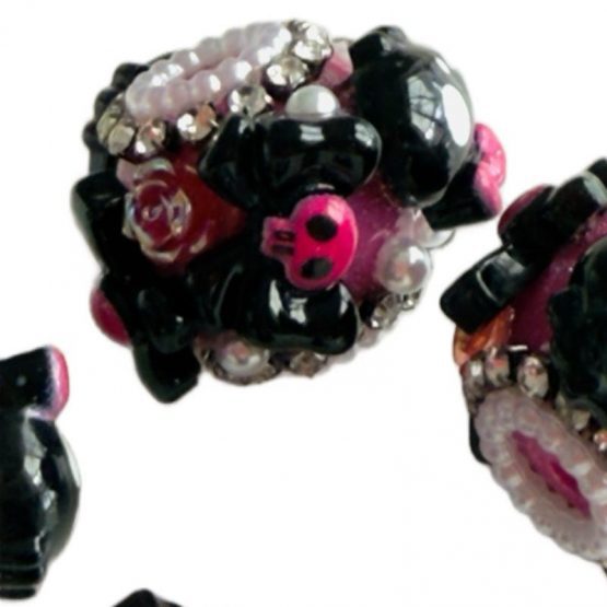 (BP FB) 1 x pink skull fancy bead - Image 3