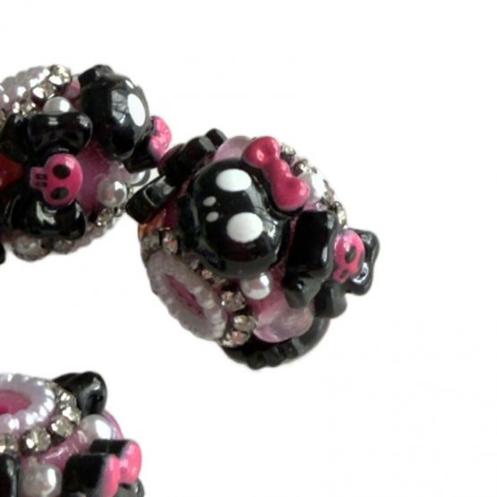 (BP FB) 1 x pink skull fancy bead - Image 2