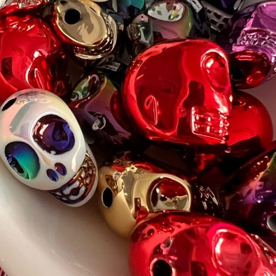 (BP FB ) 5 x 16mm large metallic skull beads