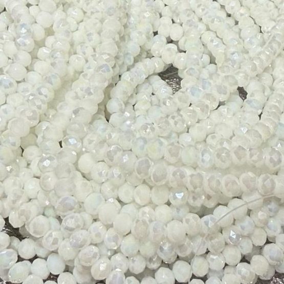 Glass faceted beads WHITE SOLID
