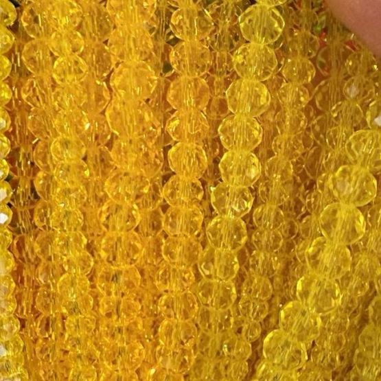 Glass faceted beads yellow