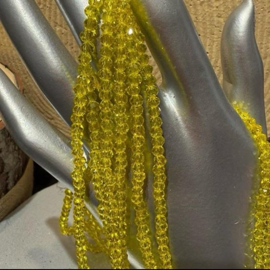 Glass faceted beads yellow lime