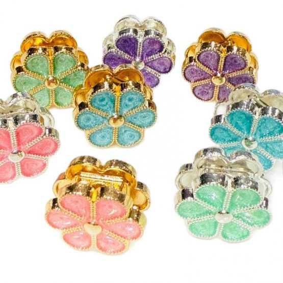 4 x enamel flower 4 hole bead