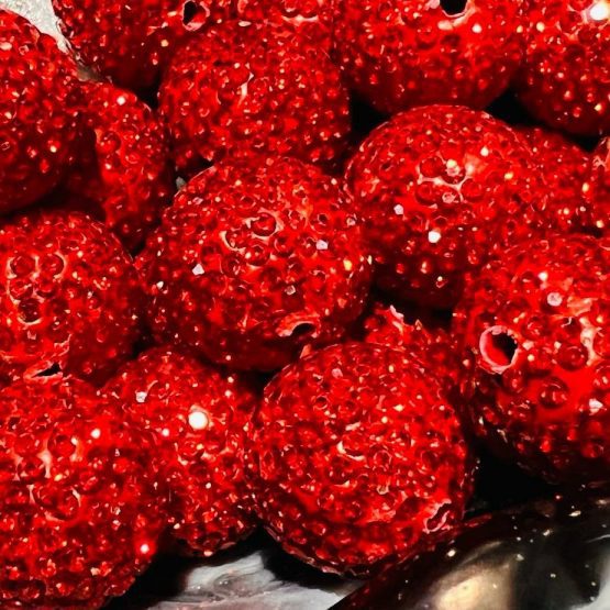 (BP22 13) 1 x 20mm Red diamante bead