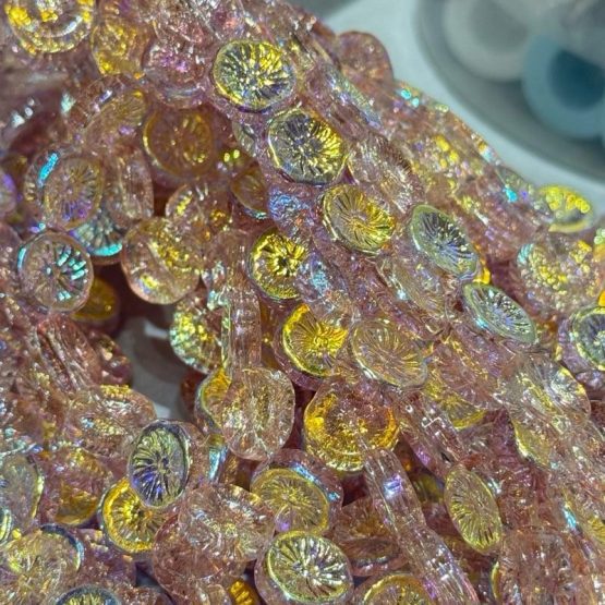 Glass Flower beads Pink