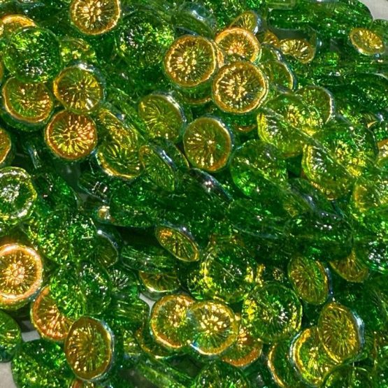 Glass Flower beads Green
