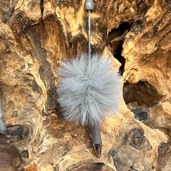 Long fluffly grey Beadable pen