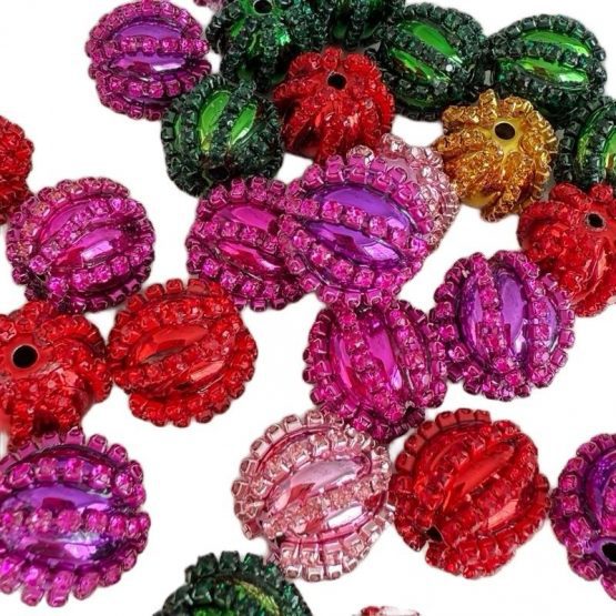 (BP) 1 x 18mm Metallic diamanté bead