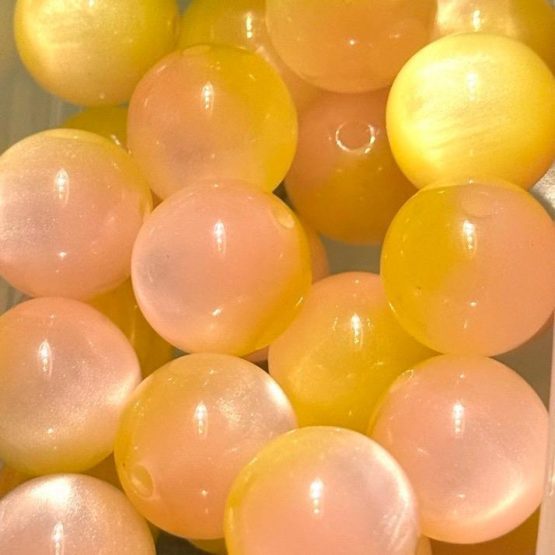 (BP) 5 x 16mm Yellow Pink cats eye