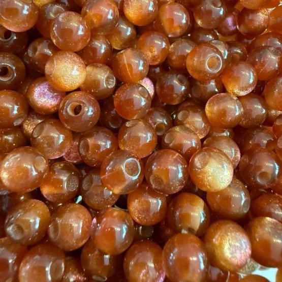 (BP471) 20 x 8mm Brown glitter beads
