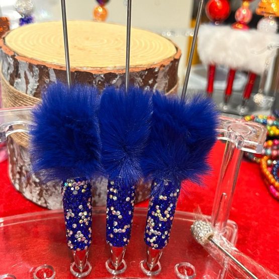 Diamante fluff pen sapphire