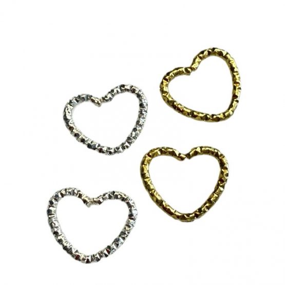 Textured heart jump rings