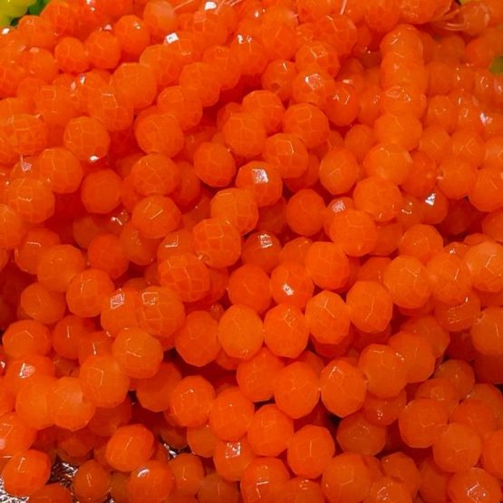 Glass faceted beads orange jelly
