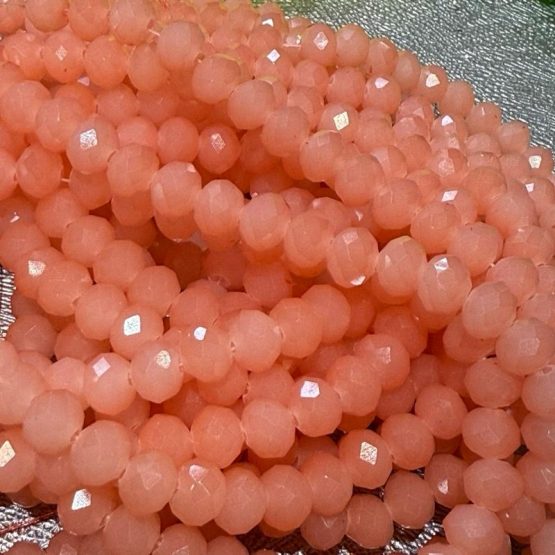 Glass faceted beads Peach jelly