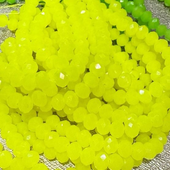 Glass faceted beads yellow neon